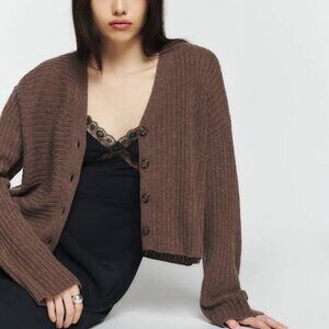 Reformation Trieste Boxy Merino Wool Cardigan - Cocoa - Small